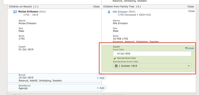 standardized dates screenshot
