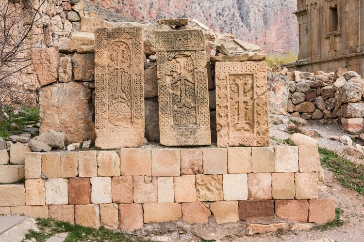 Armenian Khachkar stone carvings.