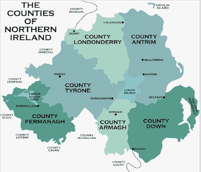 a graphic of the counties of northern ireland