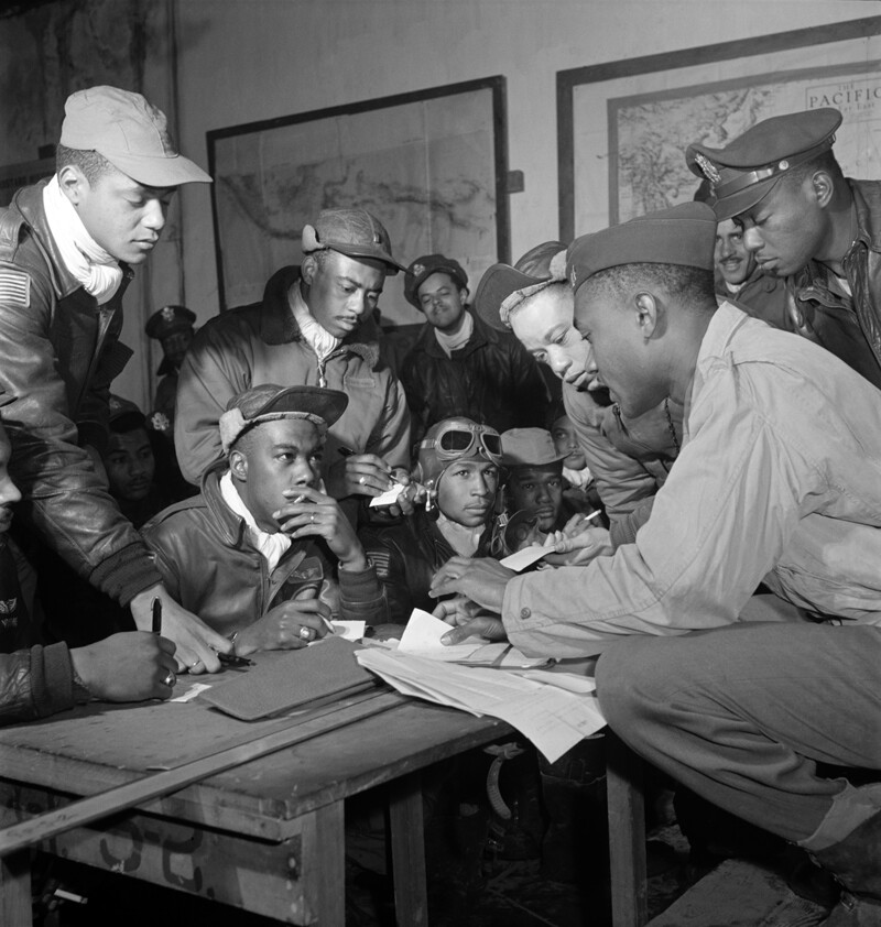 Tuskegee Airmen. Learn more about them at the Alabama black history museums