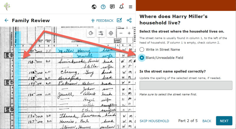 Screenshot showing how to navigate the FamilySearch site.