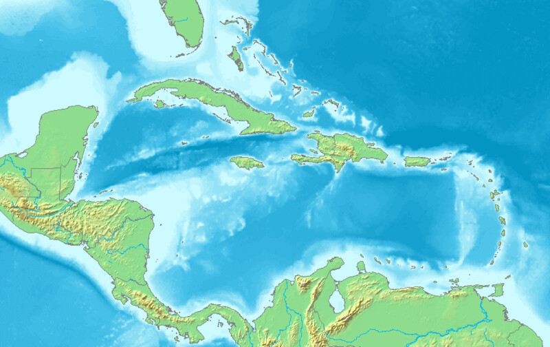 Map of the Caribbean.