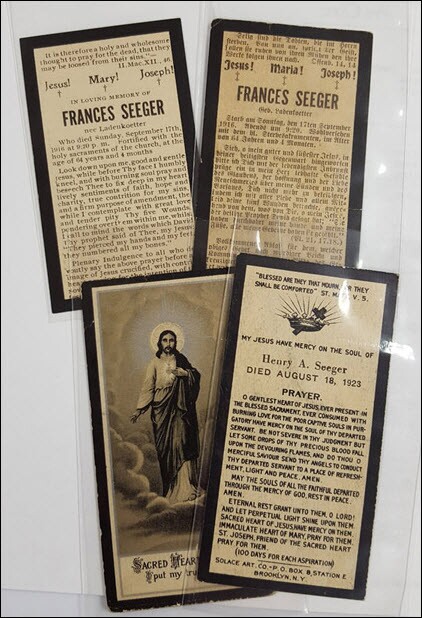Funeral Cards of Great Great Grandparents of Diane Haddad