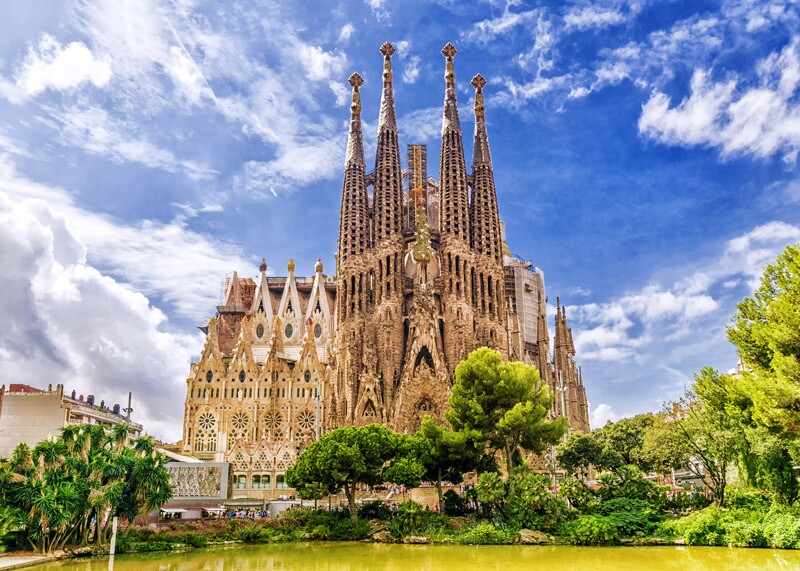 Sagrada Familia in Barcelona. Heritage tourism includes visiting cultural and historical landmarks.