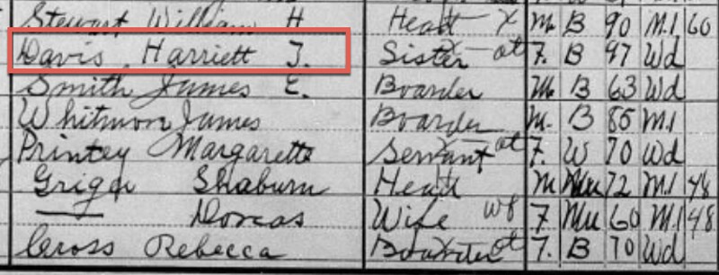 Harriet Tubman on the 1910 census.