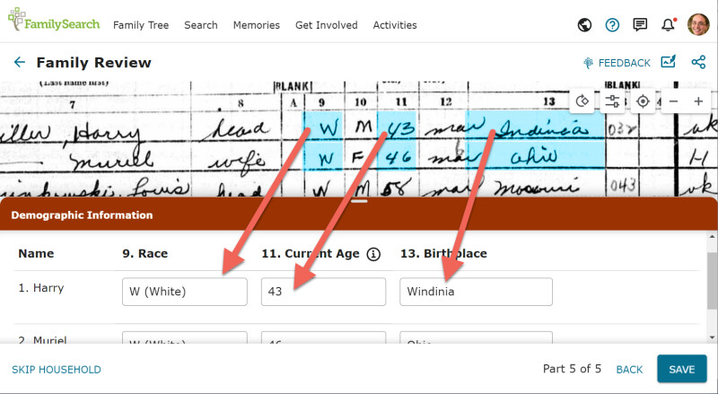 Screenshot showing how to navigate the FamilySearch site.