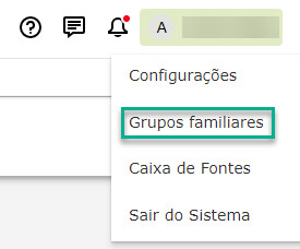 No canto superior direito da página, clique em seu nome. No menu suspenso, clique em Grupos Familiares para chegar ao recurso de grupos familiares.