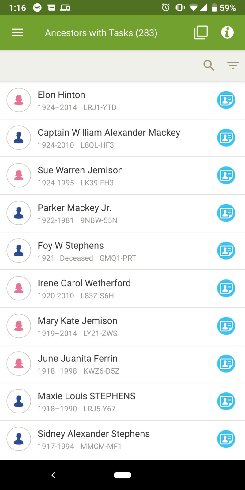 Ancestors with tasks on android