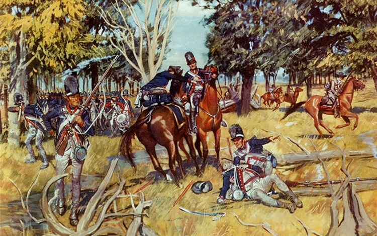 Artist depiction of the Battle of Fallen Timbers, a battle that helped start the War of 1812.