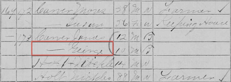 George Washington Carver on the 1870 Census.