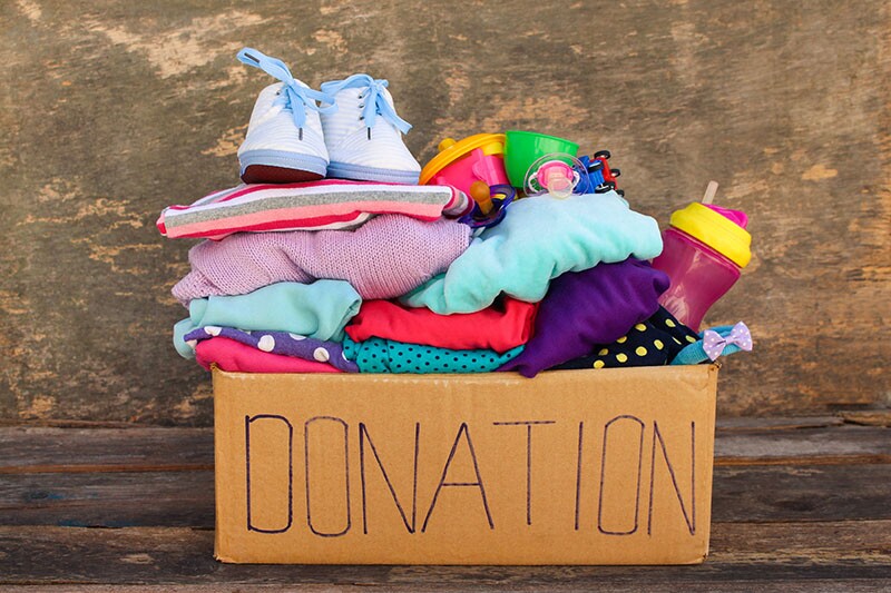 a box of donated good, a new years resolution idea.