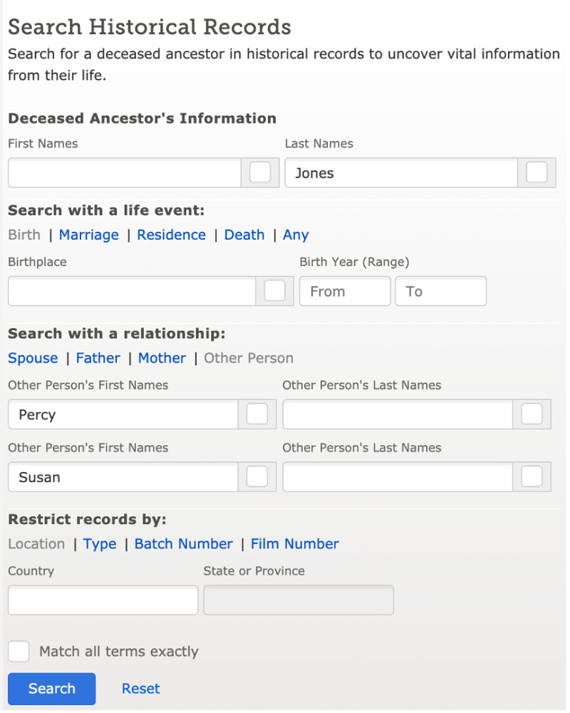 search multiple relationships screenshot