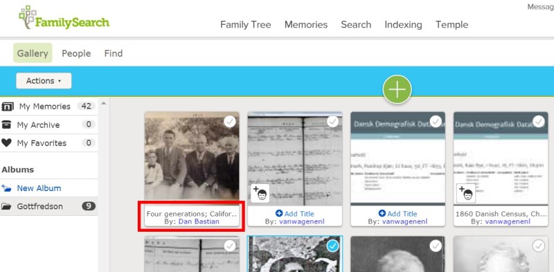 FamilySearch memories