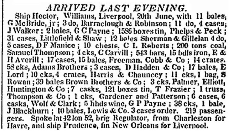 Commercial Advertiser, Jul. 29, 1834, 2, accessed on GenealogyBank.com